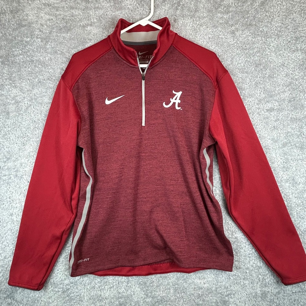Nike Alabama Crimson Tide Dri-FIT Quarter Zip Pullover Mens M Red Heather *read* - Picture 2 of 9